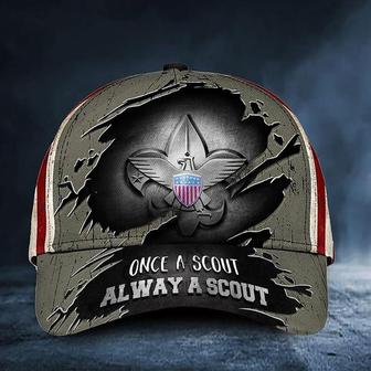Once A Scout Always A Scout Cap American Flag Hat Proud Eagle Scout Gift Ideas Hat - Thegiftio UK