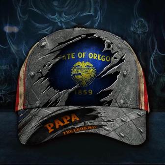 Oregon Papa The Legend Hat Vintage USA Flag Cap Fathers Day Gift From Daughter Hat - Thegiftio UK