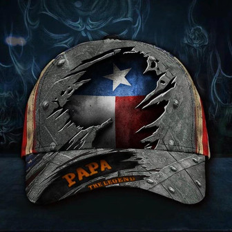 Papa The Legend Texas Hat Print American Flag Cap Patriot Men Hat - Thegiftio UK