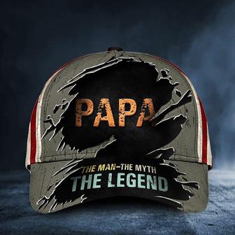 Papa The Man The Myth The Legend Hat American Flag Cap For Dad Father Husband Grandfather Hat - Thegiftio UK