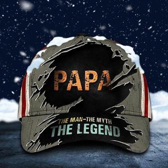 Papa The Man The Myth The Legend Hat US Flag Cap Christmas Ideas For Dad Hat - Thegiftio UK