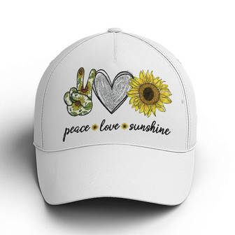 Peace Love Sunshine White Classic Baseball Cap Hat - Thegiftio UK