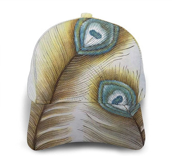 Peacock Feather Print Classic Baseball Cap Adjustable Twill Sports Dad Hats for Unisex - Thegiftio UK