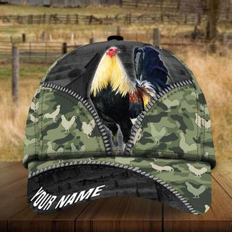 Personalized Full Printed Hat Premium Unique Cap Camo Pattern Rooster, Chicken Cap Hat, Gift To Rooster Lover - Thegiftio UK