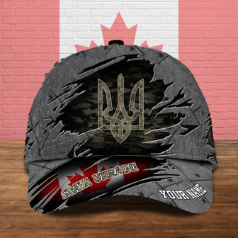 Personalized Slava Ukraini Canadian Flag Camo Hat Support Ukraine Military Merch Hat Classic Cap Hat - Thegiftio UK