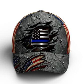 Police Metallic US Flag Baseball Cap Hat - Thegiftio UK
