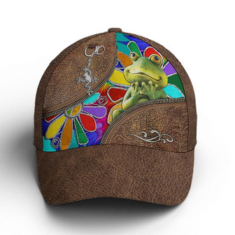 Rainbow Flowers Cute Frog Leather Style Baseball Cap Hat - Thegiftio UK