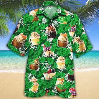 Cupcake Lovers Green Floral Hawaiian Shirt - Seseable