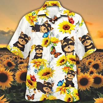 Yorkshire Terrier Dog Lovers Sun Flower Hawaiian Shirt - Seseable