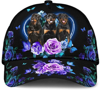 Rottweiler Flower Butterfly Heart Beautiful Printed Unisex Hat Classic Cap, Snapback Cap, Baseball Cap Hat - Thegiftio UK