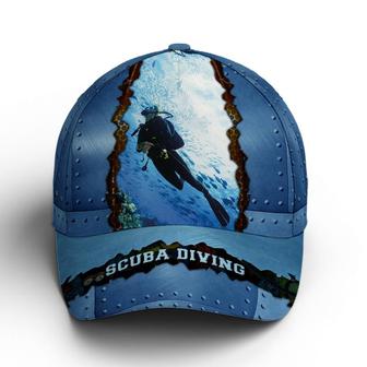 Scuba Diving Metallic Blue Baseball Cap Hat - Thegiftio UK