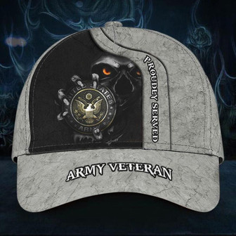 Skull Army Veteran Proudly Served Cap Patriotic Honor Retired Army Veteran Hat Unique Gift Hat - Thegiftio UK