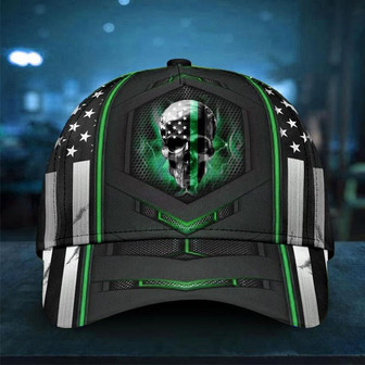 Skull Green Line Flag Hat Unique Baseball Cap Good Veterans Day Gifts Ideas Hat - Thegiftio UK
