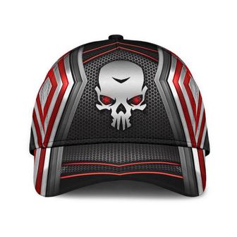 Skull Red Line Silver Classic Cap Unisex Hat, Protect Cap, Human Cap, Trending Cap, American Cap - Thegiftio UK