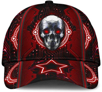 Skull Star Electrical Circuit Red Printed Unisex Hat Classic Cap, Snapback Cap, Baseball Cap - Thegiftio UK
