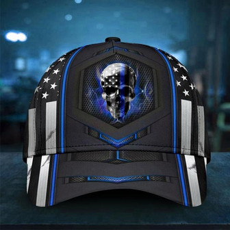 Skull Thin Blue Line Hat Unique USA Flag Baseball Cap Support Law Enforcement Hat - Thegiftio UK