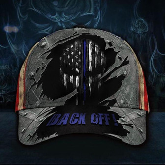 Skull Thin Blue Line Back Off Hat Vintage USA Flag Cap Back The Blue Honor Law Enforcement Hat - Thegiftio UK