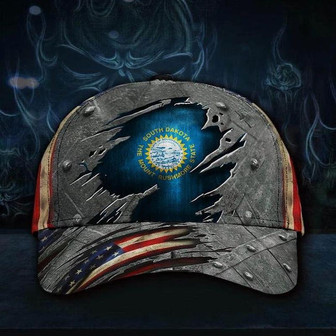 South Dakota State Flag Hat Printed American Flag Cap State Patriotic Day Gift Hat - Thegiftio