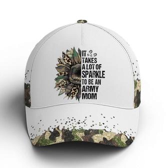 Sparkle To Be Army Mom Leopard Sunflower White Baseball Cap Hat - Thegiftio UK