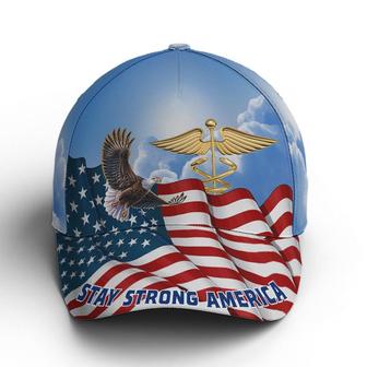 Stay Strong America Eagle And Nurse Sign Baseball Cap Hat - Thegiftio UK