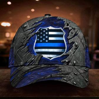 Thin Blue Line Badge Classic Cap Vintage Unique Support Police Law Enforcement Gift Hat - Thegiftio UK