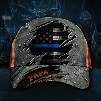 Thin Blue Line Hat Papa The Legend USA Flag Cap Vintage Day Gift Ideas Hat - Thegiftio UK