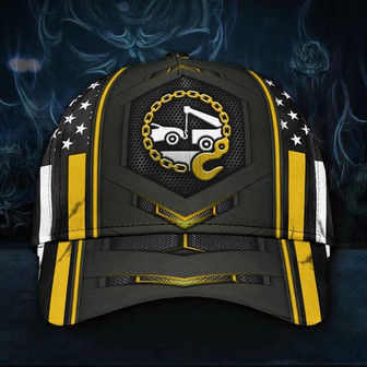 Tow Truck Yellow Line American Flag Cap Honor Tow Truck Driver Operator Gift Ideas For Men Hat - Thegiftio UK