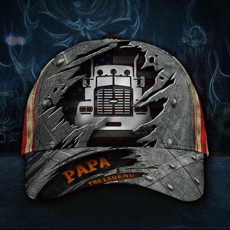 Truck Papa The Legend American Flag Cap Vintage Proud Dad Truck Driver Hat Trucker Gift Hat - Thegiftio