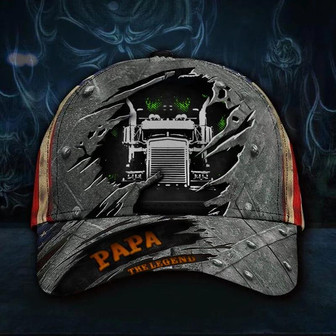 Trucker Papa Legend Hat USA Flag Cap Day Gift For Truck Drivers Dad Hat - Thegiftio UK