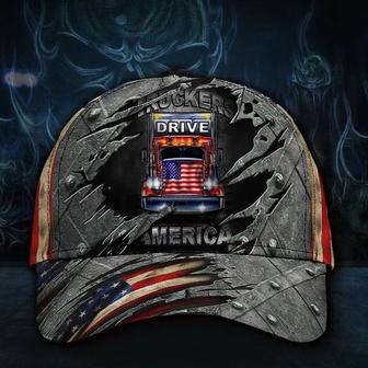 Truckers Drive America Hat Printed Vintage Cap For Truck Driver Day Gift Idea Hat - Thegiftio UK