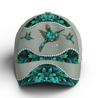 Turquoise Metallic Style Hummingbird Baseball Cap Hat - Thegiftio UK