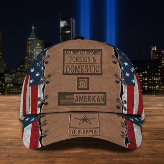 US Army Cap 1776 American Against All Enemies Foreign & Domestic Army Veterans Day Gift Ideas Hat - Thegiftio UK