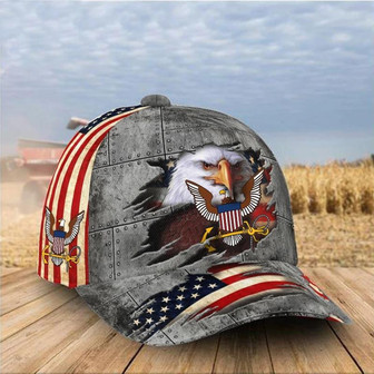US Navy Hat Eagle American Flag US Navy Ball Cap Unique Patriotic Of July Gift Hat - Thegiftio