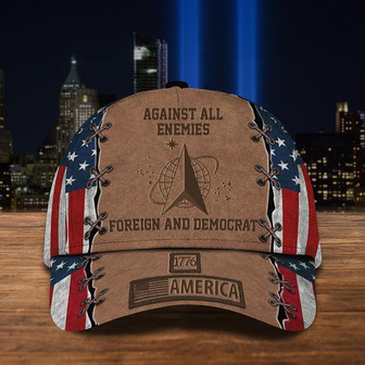 US Space Force Against All Enemies Foreign And Democrat Hat 1776 American Cap For Republican Hat - Thegiftio UK