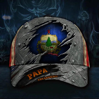 Vermont Papa The Legend Hat Vintage USA Flag Cap Dad Gift Ideas Hat - Thegiftio UK