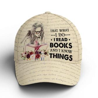 Vintage Books Read Books And Know Things Baseball Cap Hat - Thegiftio UK