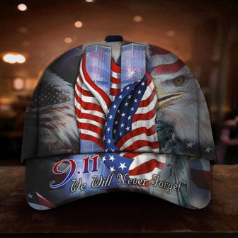 9.11 Never Forget Eagle USA Flag Cap In Memorial Twin Tower Attacks Patriot Day Merch Hat Classic Cap Hat - Thegiftio