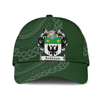 Acheson Coat Of Arms Irish Family Crest St Patrick's Day Hat Classic Cap Hat - Thegiftio UK