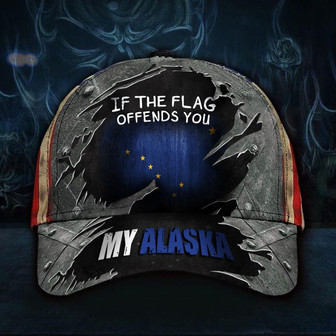 My Alaska Hat If The Flag Offends You Vintage American Flag Cap Patriotic Alaska Men Gift Hat - Thegiftio UK