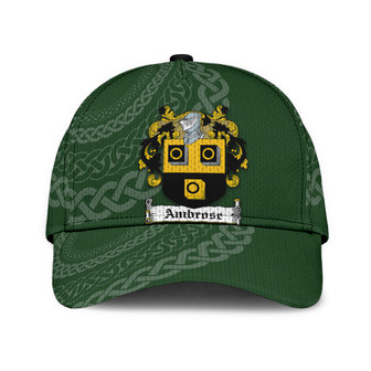 Ambrose Coat Of Arms Irish Family Crest St Patrick's Day Hat Classic Cap Hat - Thegiftio UK
