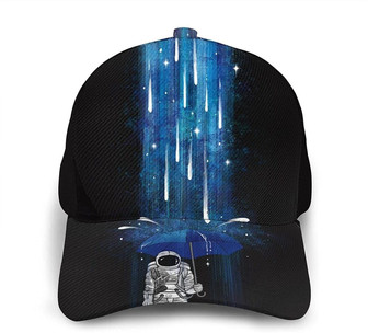 Astronaut with Umbrella Print Casual Baseball Cap Adjustable Twill Sports Dad Hats for Unisex Hat - Thegiftio UK