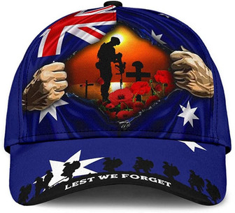 Australian Lest We Forget Flower Blue Beautiful Printed Unisex Hat Classic Cap Hat - Thegiftio
