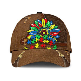 Autism Leather Pattern Hat Classic Cap Breathable Cap, Human Cap, Trending Cap, American Cap Hat - Thegiftio UK