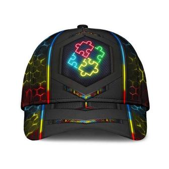 Autism Neon Flag Carbon Classic Cap Unisex Hat, Gift For Him, Human Cap, Trending Cap, American Cap Hat - Thegiftio UK