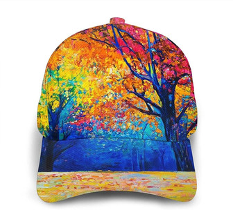 Autumn Fall Tree Print Casual Baseball Cap Adjustable Twill Sports Dad Hats for Unisex Hat - Thegiftio