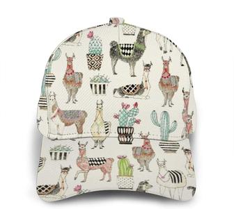 Baseball Unisex Cap Llama with Ethnic Blanket Cactus Fashion Caps Trucker Hats Hip Hop Hat - Thegiftio UK