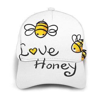 Bee Love Honey Print Classic Baseball Cap Adjustable Twill Sports Dad Hats for Unisex Hat - Thegiftio UK