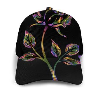 Black and Gold Flowers Print Casual Baseball Cap Adjustable Twill Sports Dad Hats for Unisex Hat - Thegiftio UK