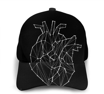 Black Heart Print Classic Baseball Cap Adjustable Twill Sports Dad Hats for Unisex Hat - Thegiftio UK