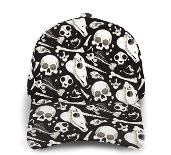 Black Skulls and Bones Fashion Snapback Unisex Baseball Cap Trucker Hats Outdoor Hat - Thegiftio UK